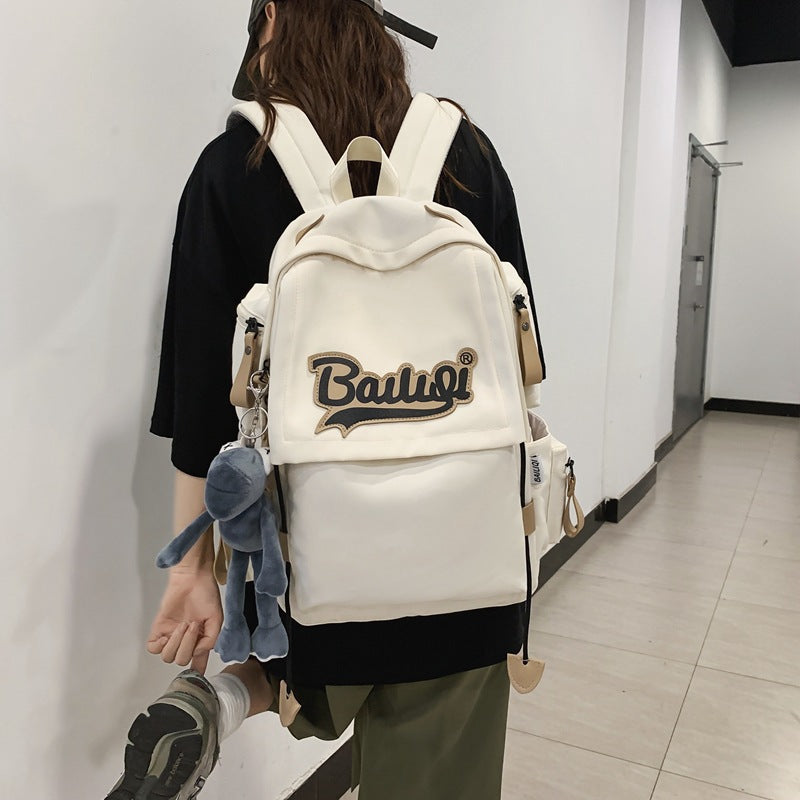 Men's Korean Contrast Color Trendy College Couple Backpacks