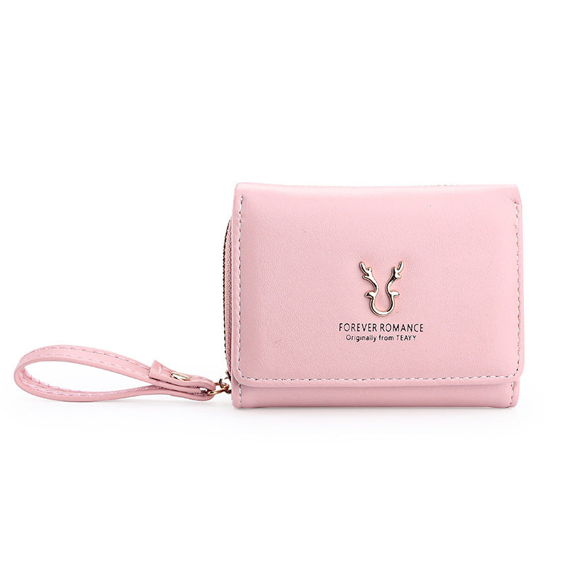 Women's Short Leather Mini Zipper Cartoon Ladies Wallet