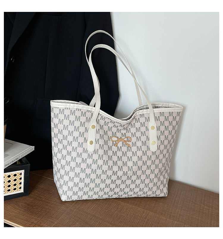 Simple Printed Letters Fashion Large Capacity Bowknot Commuter Women's Shoulder Bag