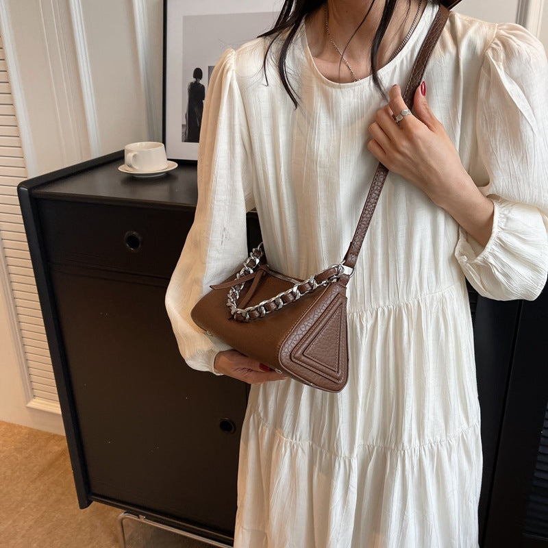 Women's French Retro Lychee Pattern Fashion Underarm Tote Bags