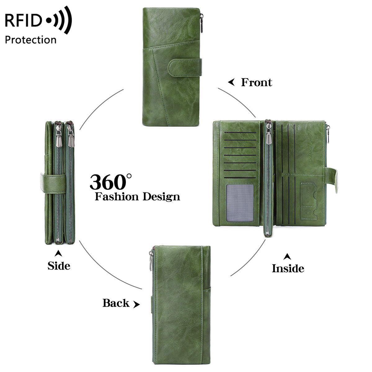 Women's Swiping Long Large Capacity Stitching Clutch Ladies Wallet