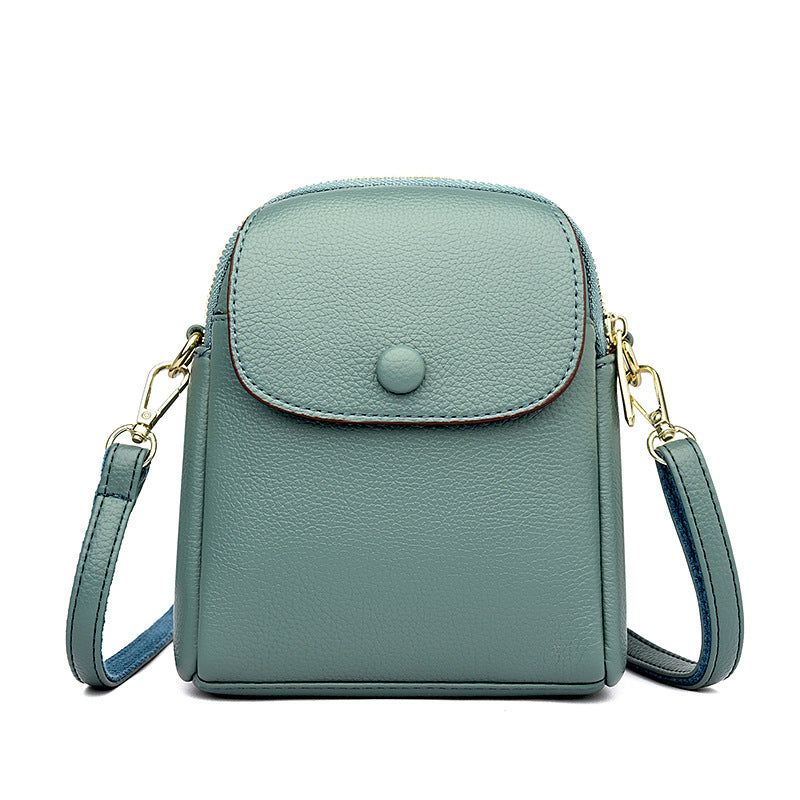 Women's Mobile Fashion Simple Soft Lychee Leather Pattern Women's Shoulder Bag