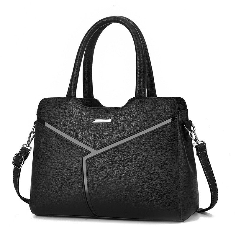 Women's Fashion Stitching Contrast Color Large Capacity Handbags