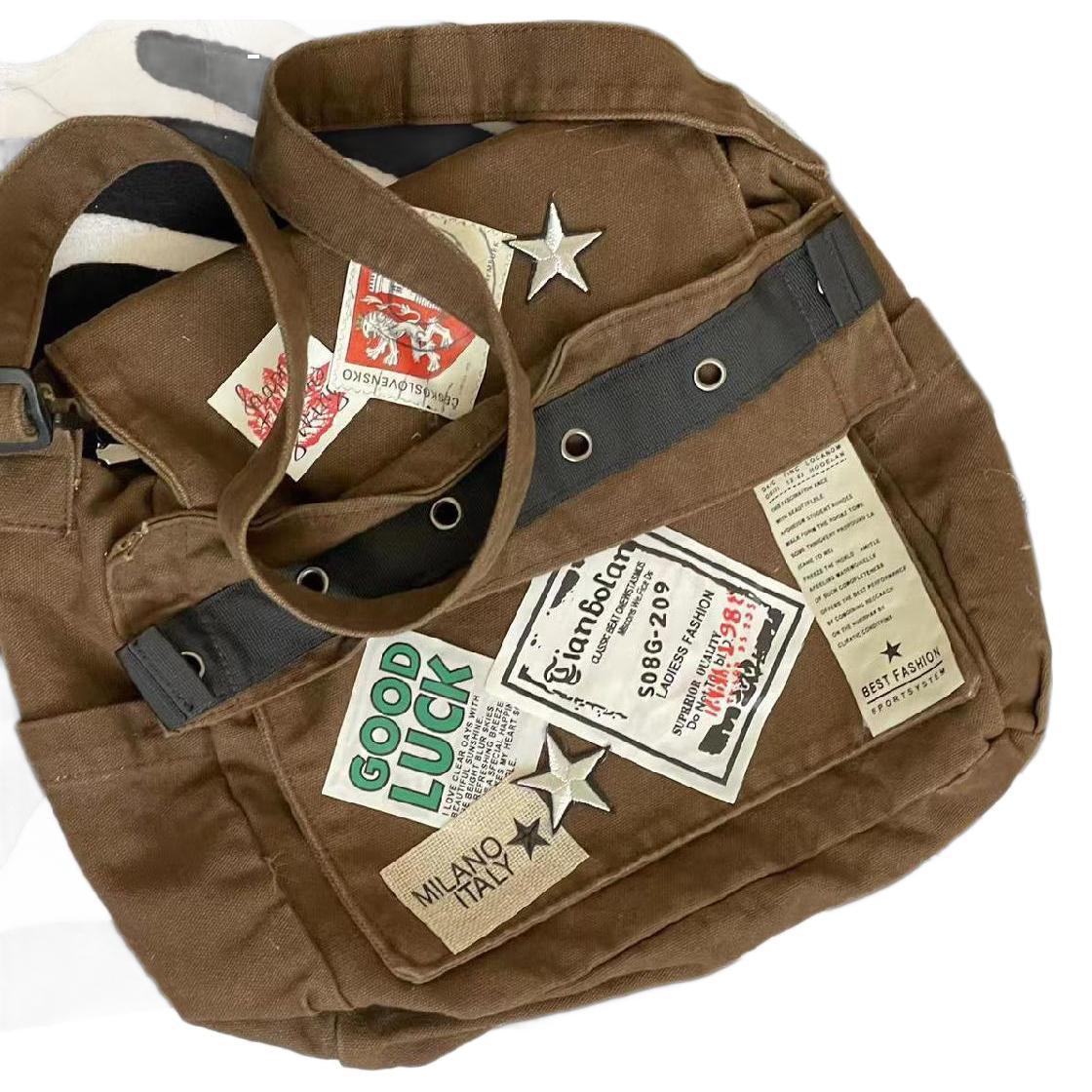 Autumn American Campus Hot Patch Distressed Crossbody Bags