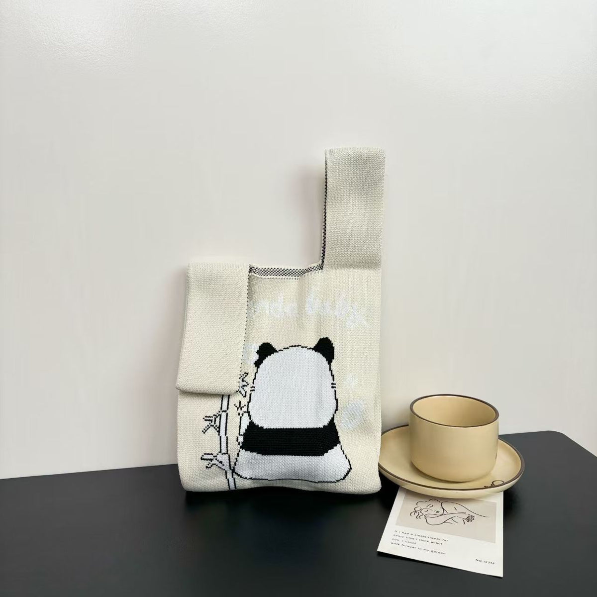 Women's Cute Panda Knitted Gift Niche High-grade Women's Handbag