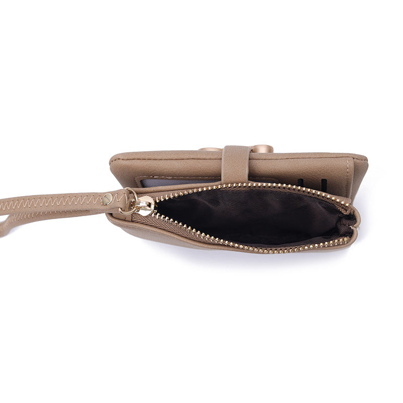 Women's Short Korean Solid Color Zipper Hasp Folding Ladies Wallet