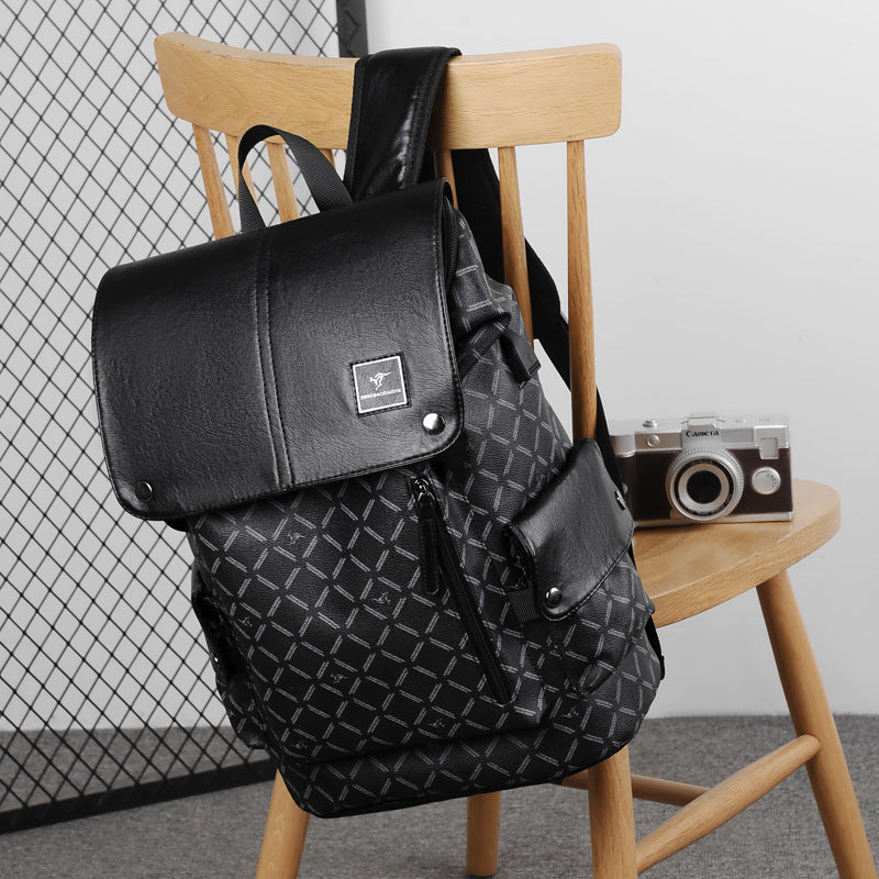 Men's Business Trendy College Leather Computer Backpacks