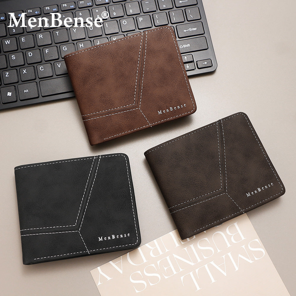 Men's Trendy Patchwork Short Multiple Slots Hinge Coin Purses