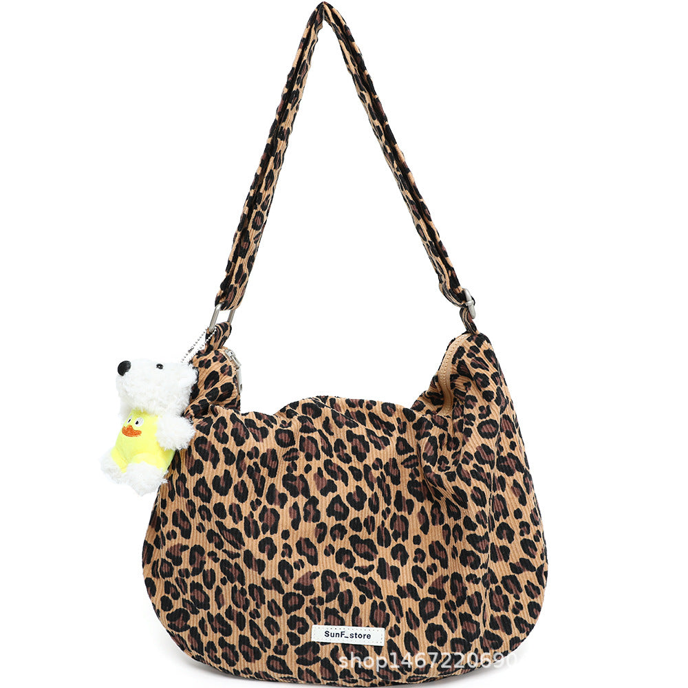 Spring Black White Leopard Print Canvas Female Crossbody Bags