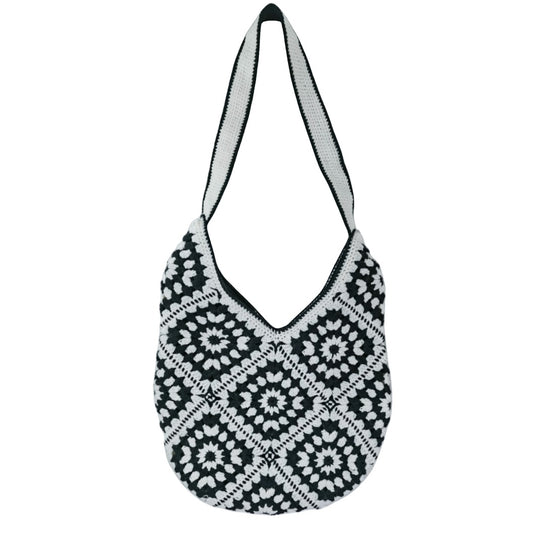 Wool Hollow Out Grandmother Plaid Flower Crossbody Bags