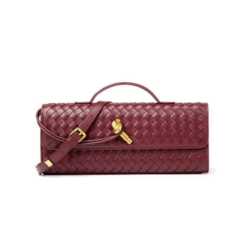 Women's Woven Baguette Fashion Horizontal Clutch Organ Women's Shoulder Bag