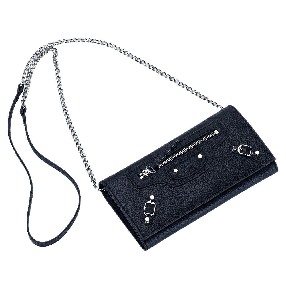 Women's Leather Motorcycle Rivet Chain Light Luxury Fashion Clutch Women's Messenger Bag