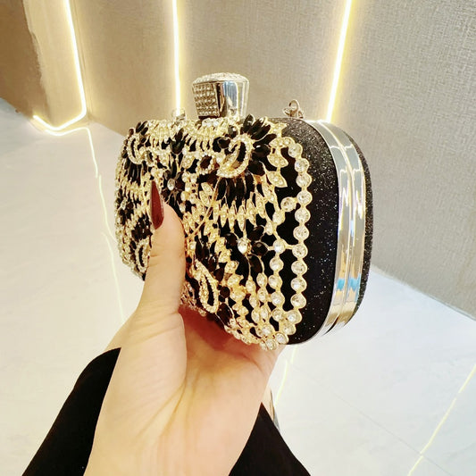 Women's Unique Niche Hand Rhinestone Dinner Evening Bags