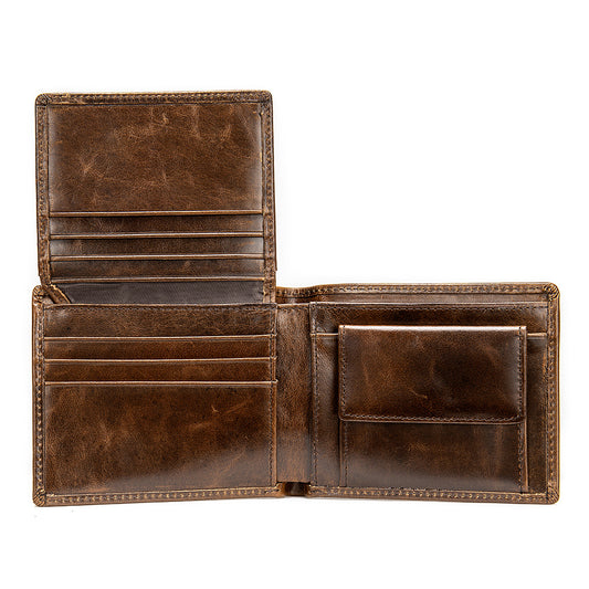 Men's Retro Leather Short Top Layer Cowhide Coin Purses