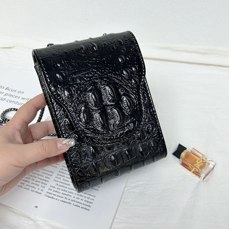 Women's Crocodile Pattern Mobile Mini Chain High Sense Bags