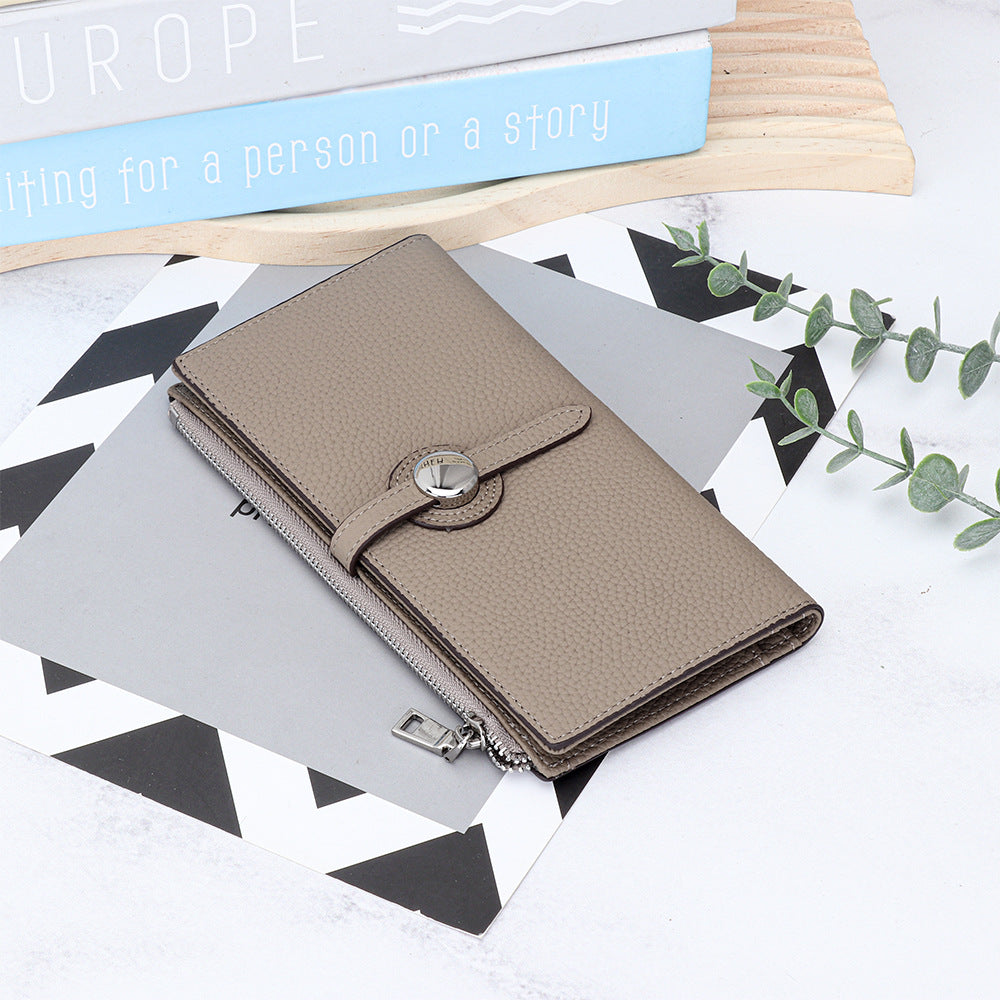 Layer Cowhide Long Fashion Fold Large Ladies Wallets