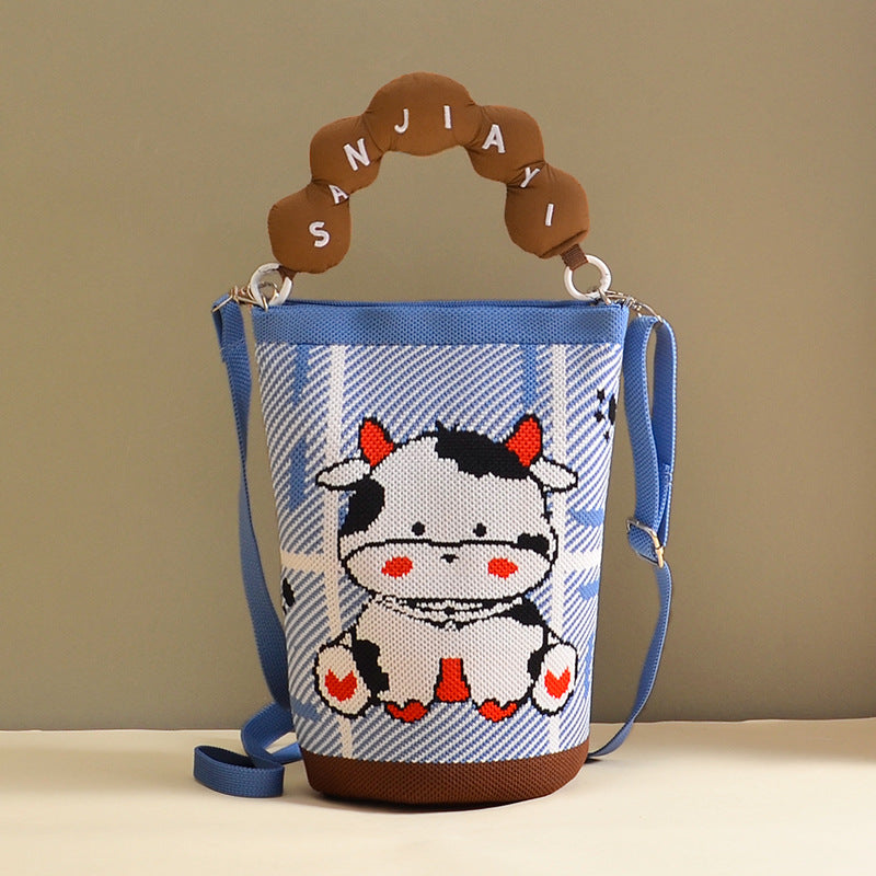 Women's Korean Style Knitted Cute Cartoon Unique Dopamine Flying Women's Handbag