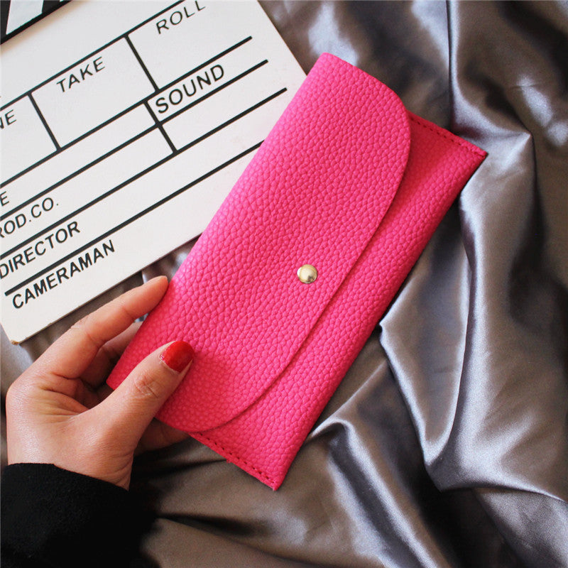 Fashion Lychee Pattern Simple Thin Long Ladies Wallet