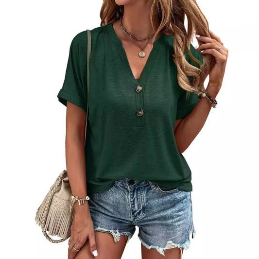 Women's Colors Solid Color Button Fashion Sleeve Blouses