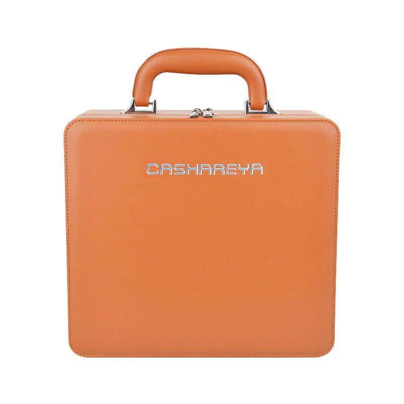 Large Capacity With Mirror Light Wooden Cosmetic Bags