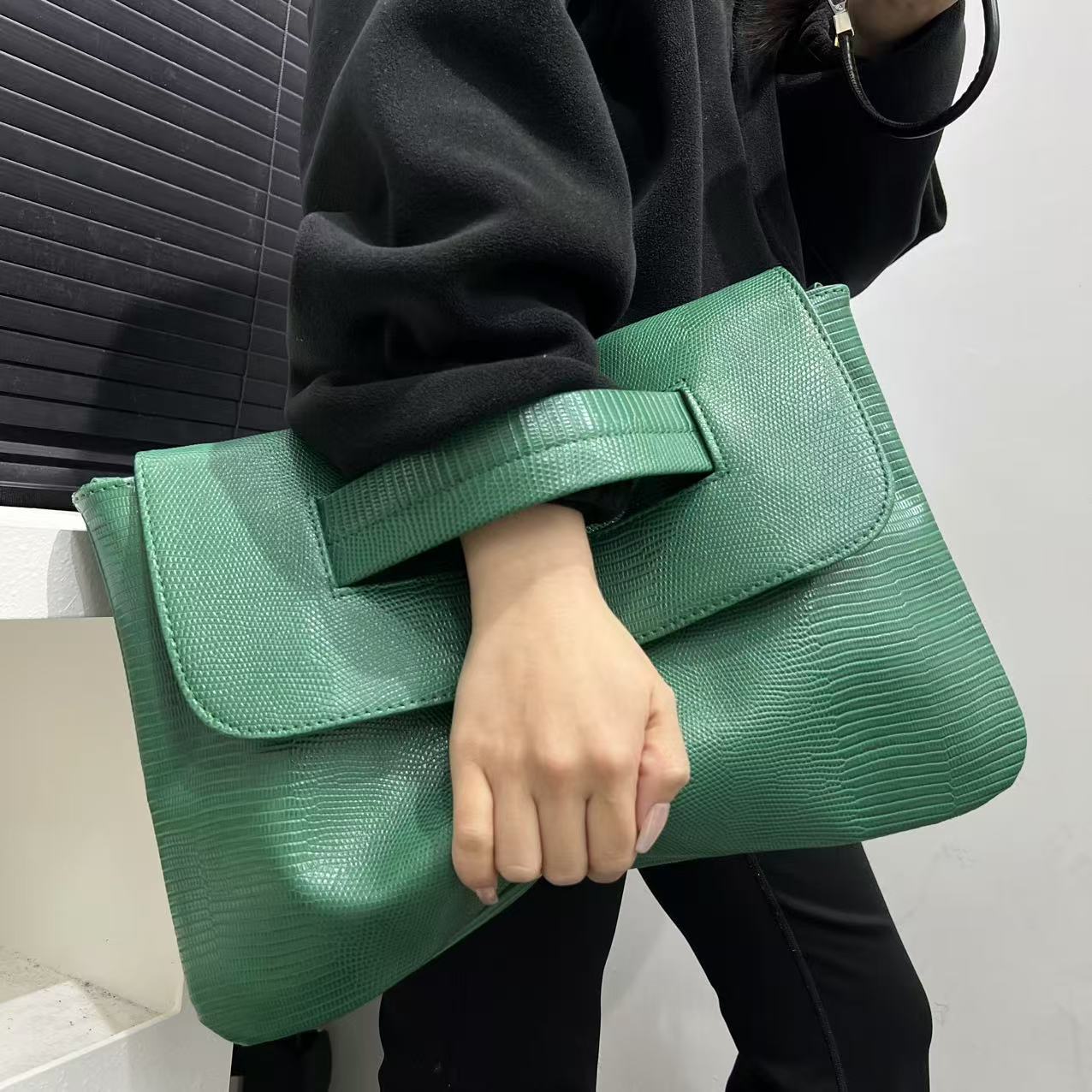 Pattern Strap Clutch Large Capacity File Handbags