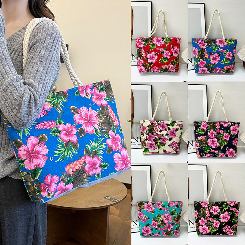 Women's Pattern Canvas Floral Cloth Ethnic Style Large Women's Shoulder Bag