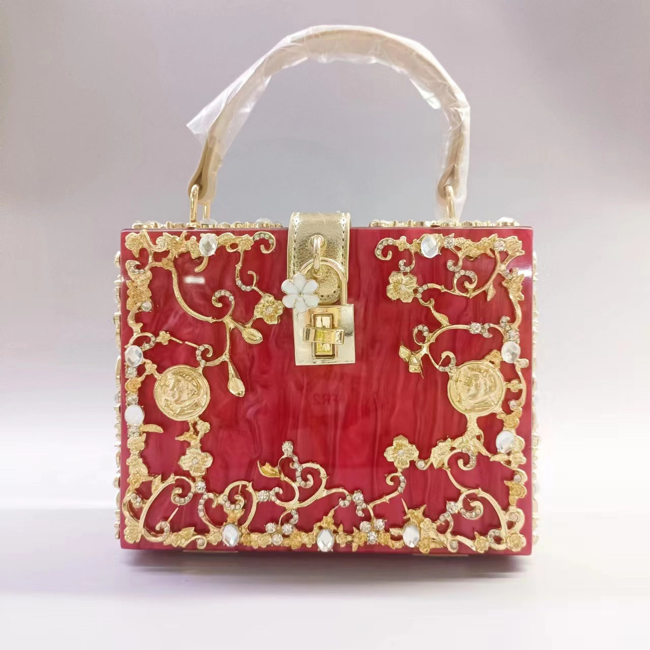 Women's Clearance Acrylic Hollow Metal Carved Diamond Evening Bags