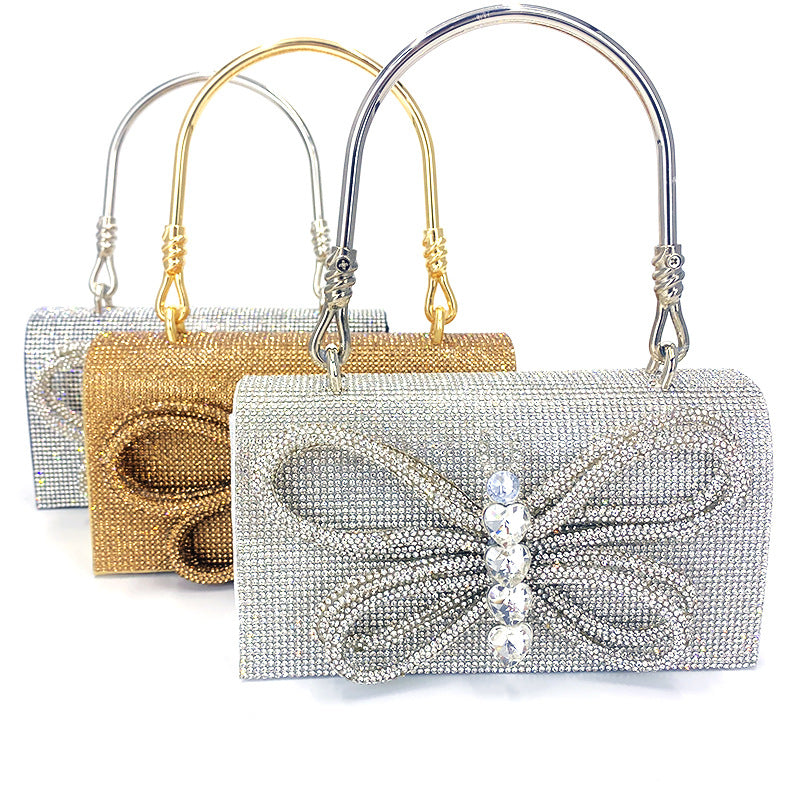 Creative Slouchy Butterfly Shiny Diamond Chain Bags