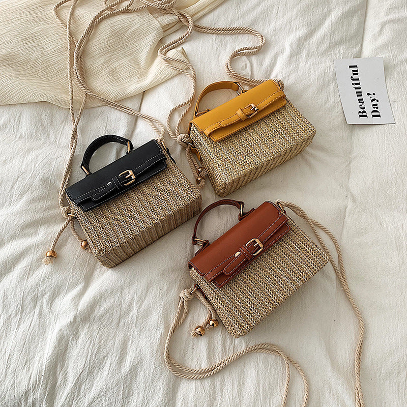 Women's Style Straw Woven Fashionable Box Western Beach Women's Shoulder Bag