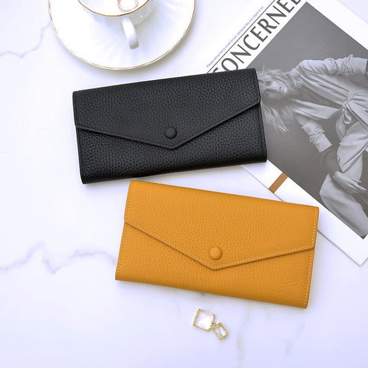 Women's Leather Long Simple First Layer Cowhide Multiple Ladies Wallets