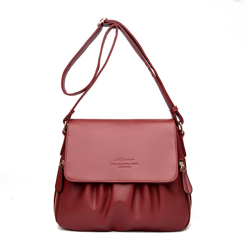 Trendy Female Lady High-grade Versatile Pleated Shoulder Bags