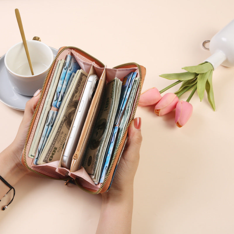 Women's Korean Contrast Color Mid-length Retro Fashion Purses