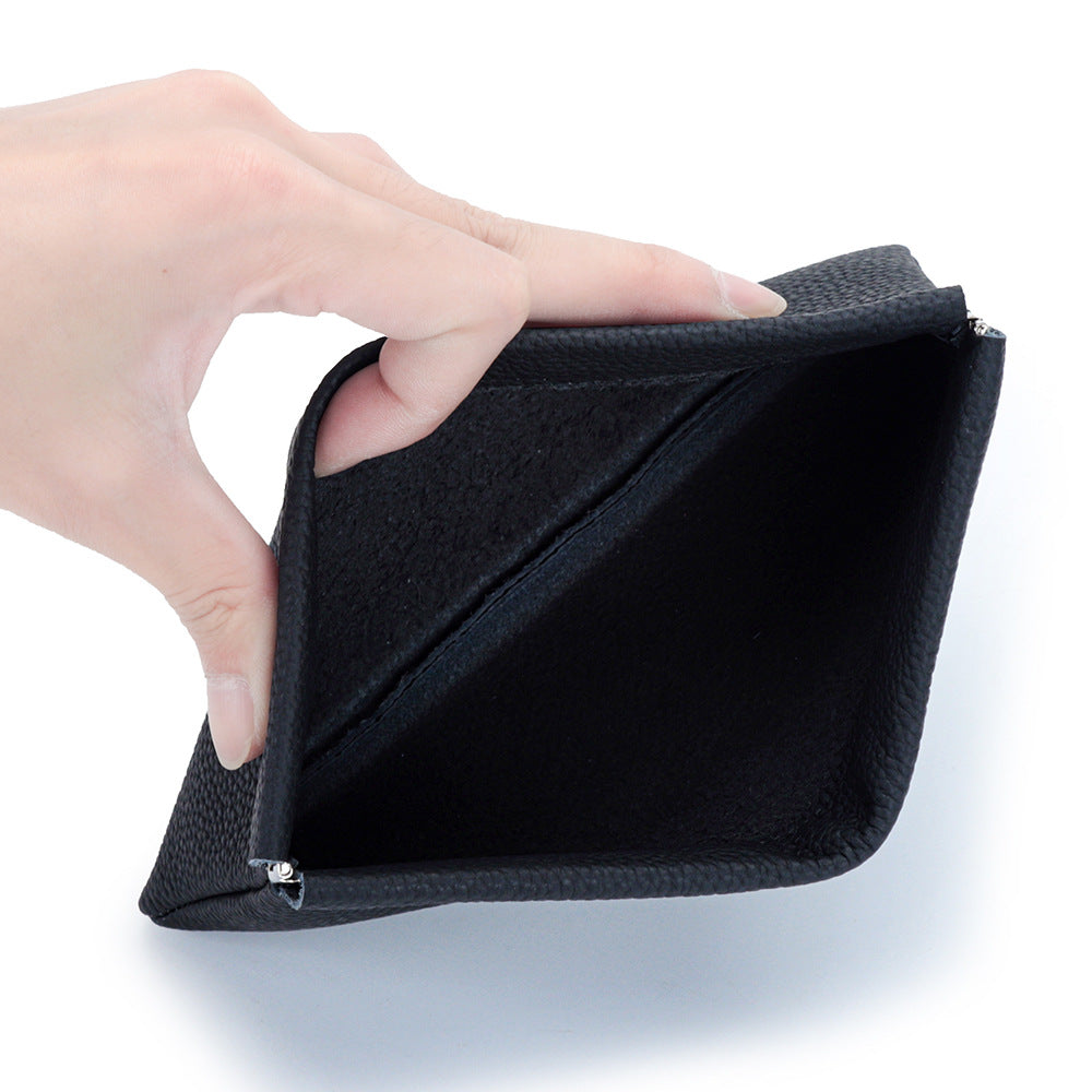 Cowhide Lady's Simple Long Automatic Closure Makeup Ladies Wallet