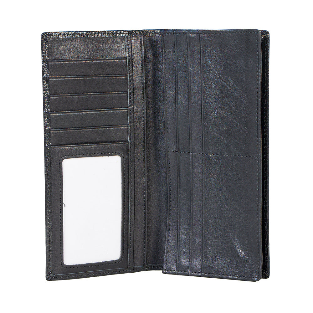 Men's Retro Long Top Layer Cowhide Crocodile Pattern Genuine Leather Soft Men's Wallet