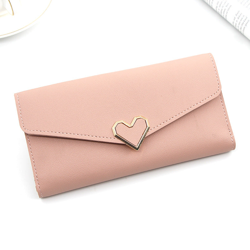 Women's Fashion Simple Heart-shaped Long Large Capacity Clutch Card Holder