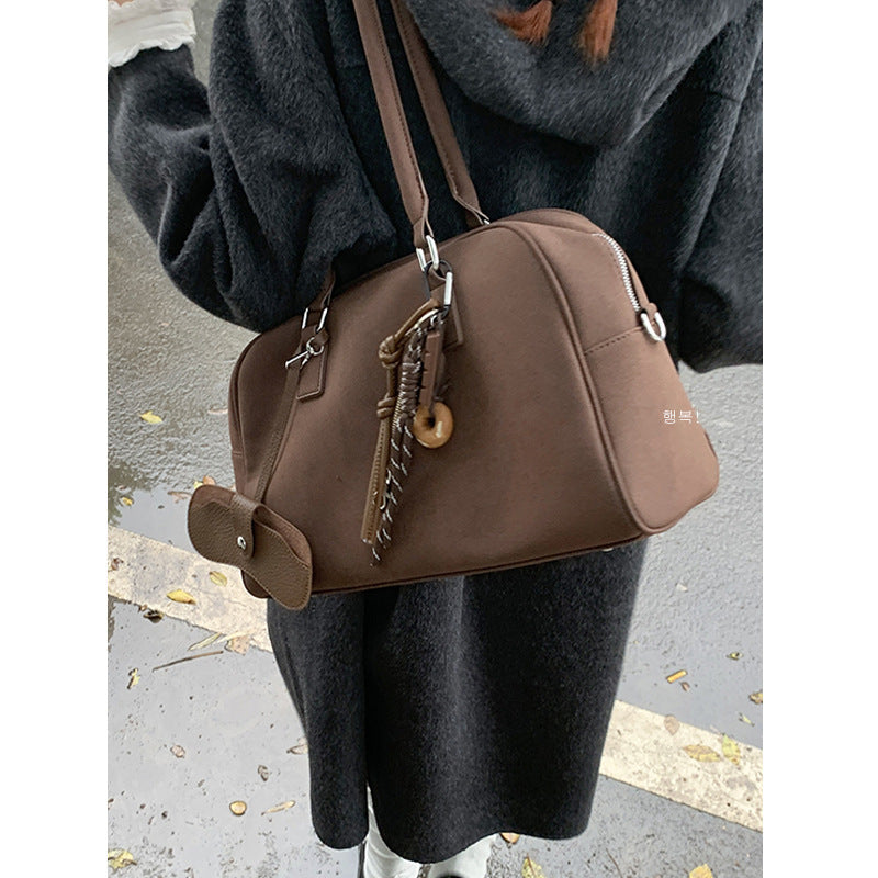 Women's Design Portable Commuter Suede Bowling Large Armpit Bags