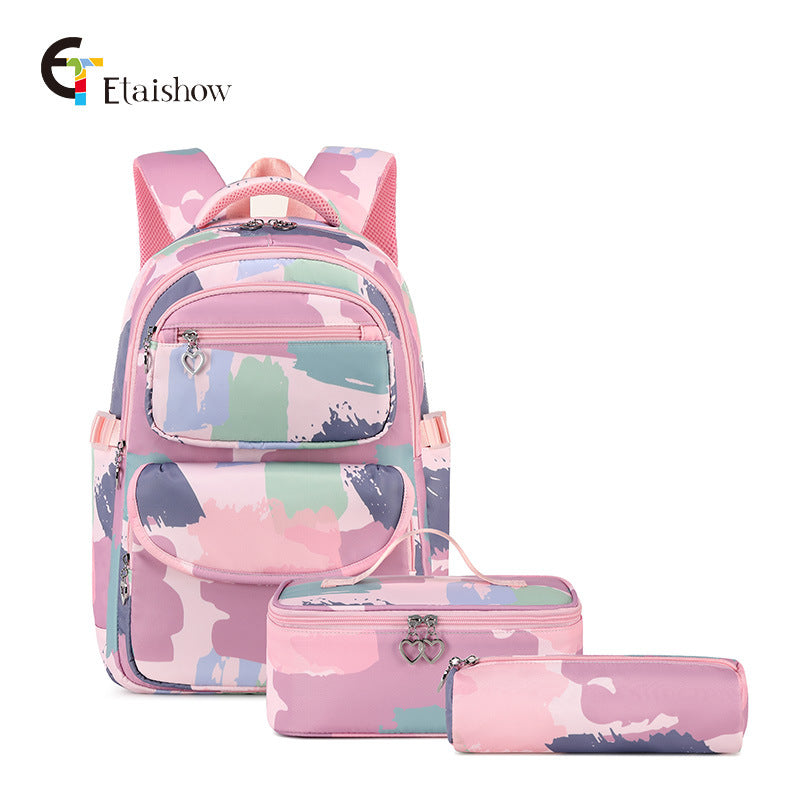 Printed Three-piece Set Clear Sweet Fashion Elementary School Students' Schoolbags