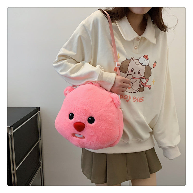 High Plush Cartoon Cute Toothless Big Head Women's Messenger Bag