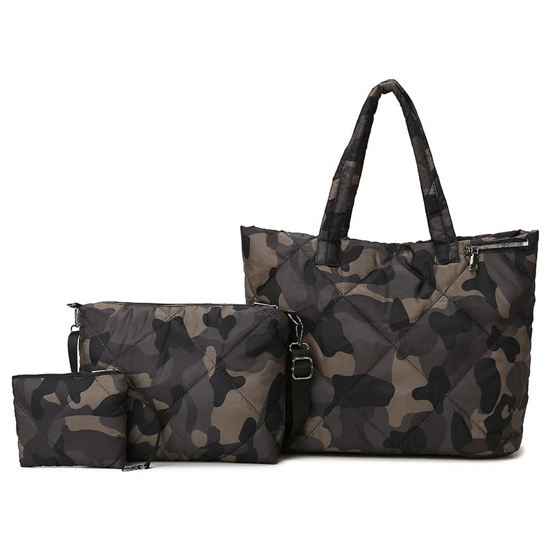 Women's Space Cotton Down Fashion Camouflage Two-piece Women's Shoulder Bag