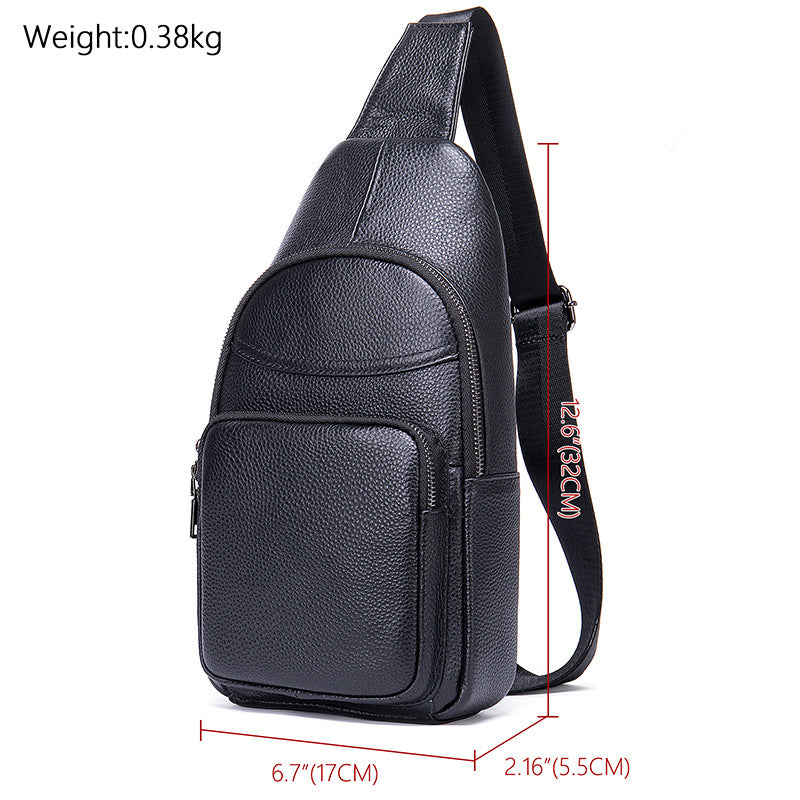 Men's Leather First Layer Trendy Large Capacity Men's Chest Bags