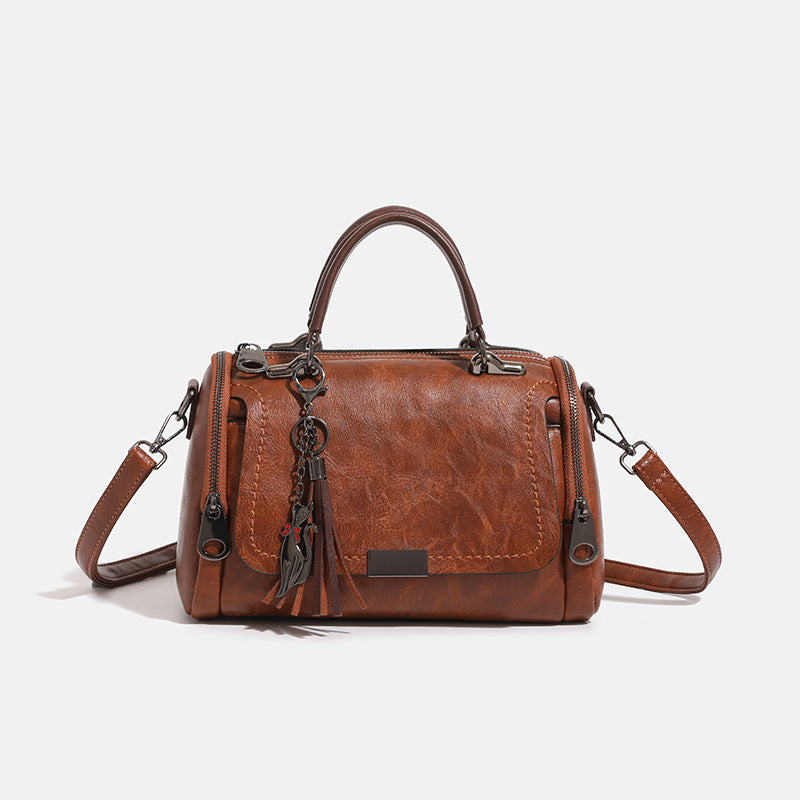 Women's Fashion Soft Leather Boston Pillow Simple Handbags