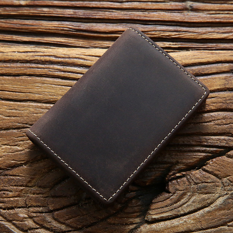 Men's Horse First Layer Cowhide Bank Short Genuine Card Holder