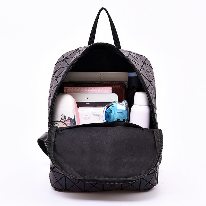 Women's Geometric Trend Rhombus Luminous Color Changing Backpacks