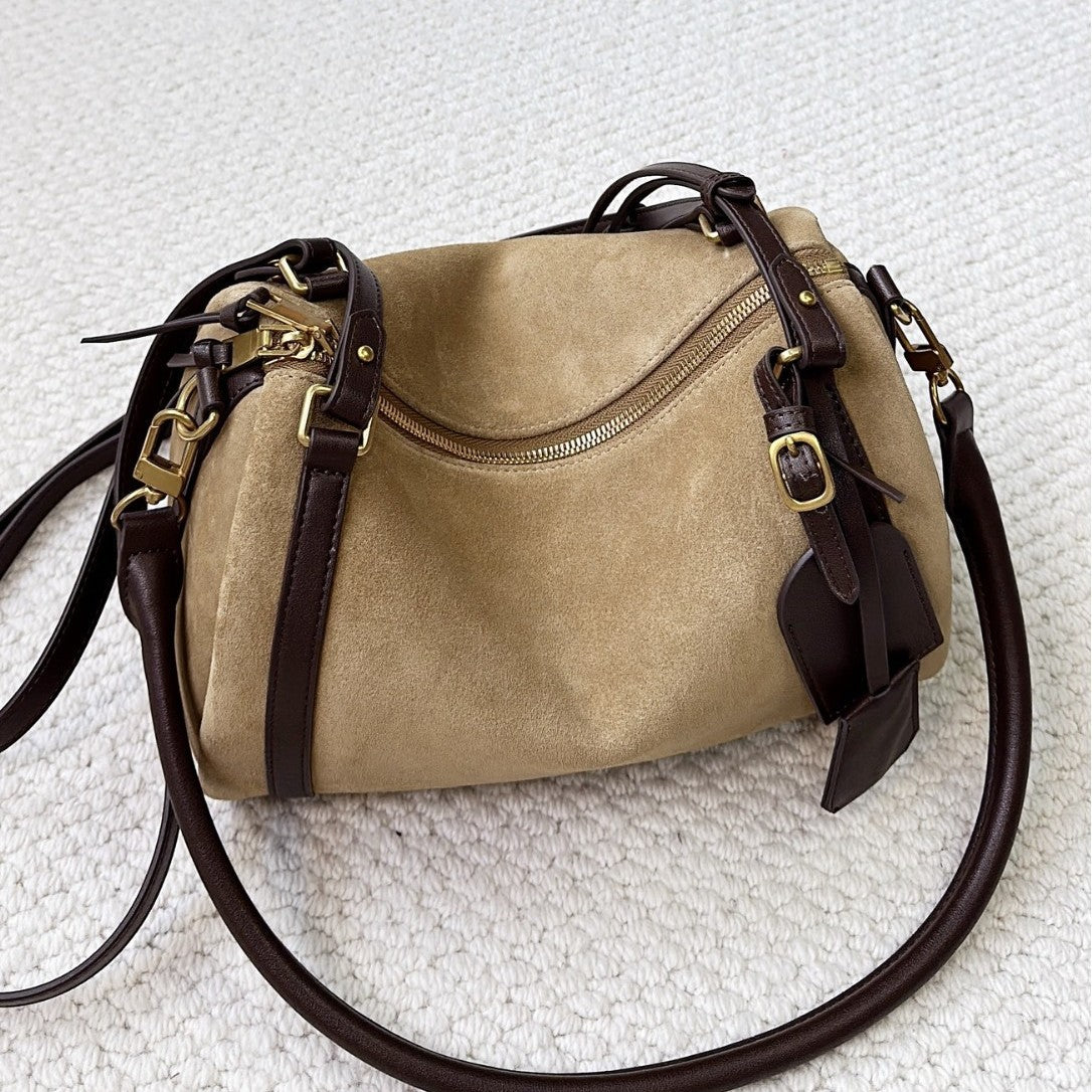 Vintage Matte Cowhide Boston Pillow Large Bags