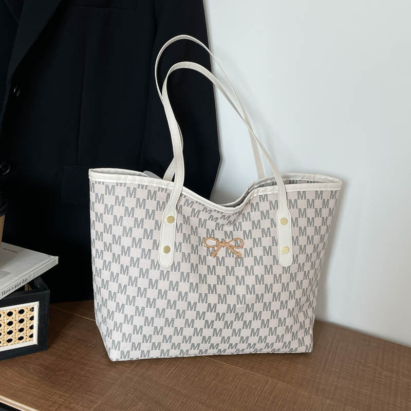 Simple Printed Letters Fashion Large Capacity Bowknot Commuter Women's Shoulder Bag