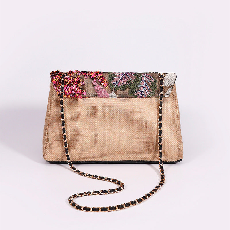 Embroidered Sequins Summer Niche Woven Straw High Bags