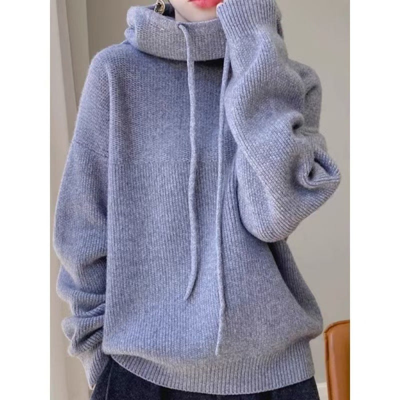 Women's Goods Woolen Hooded Thickened Idle Style Sweaters