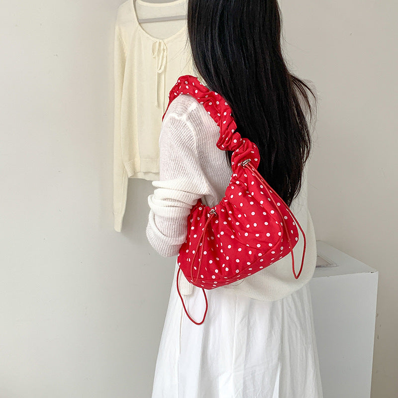 Women's Style Artistic Polka Dot Nylon Underarm Fresh Large Capacity Commuter Women's Shoulder Bag