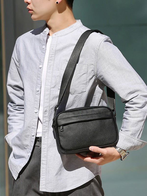 Men's Leather First Layer Cowhide Horizontal Men's Shoulder Bags