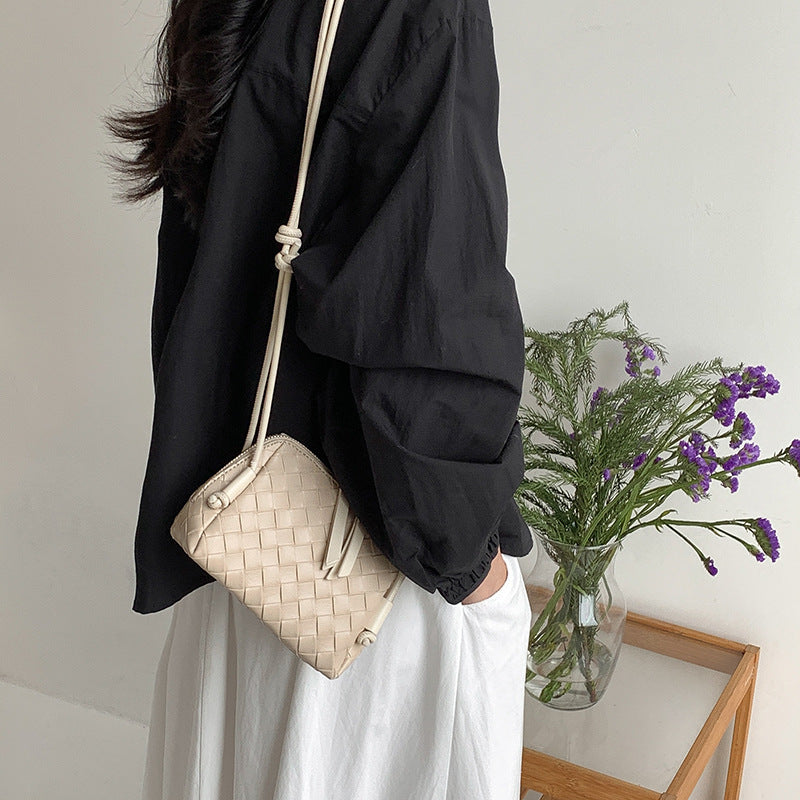 Women's Macaron Color Series Soft Woven Niche Shoulder Bags